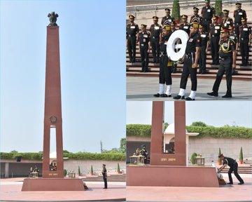 Air Marshal K Anantharaman, PVSM, VSM, paid homage to Bravehearts at NWM on 31 May 23