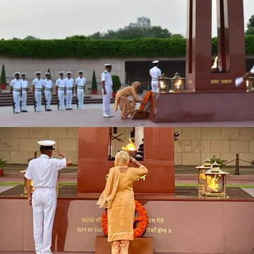 Mrs Promila Devi W/o Nb Sub Jagroop Singh, KC, paid homage to Bravehearts at NWM on 07 Jun 23