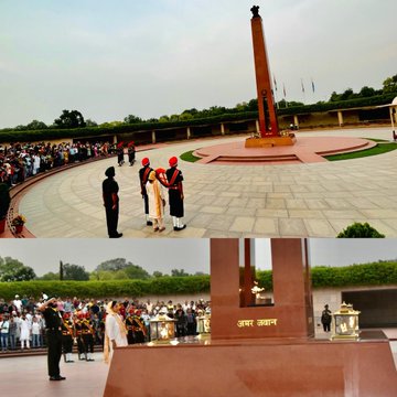 Mrs Shaweena Kumari w/o Lt. Hav Kashmir Singh paid homage to Bravehearts at NWM on 22 Jun 23