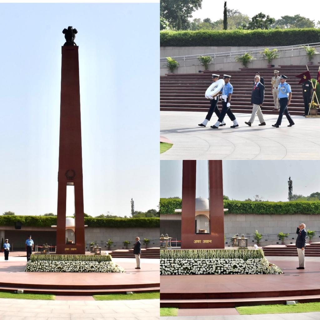 HE Ad. D K Joshi (Retd.), Lt Gove. Andaman and Nicobar Islands, paid homage at NWM on 27 Sep 23