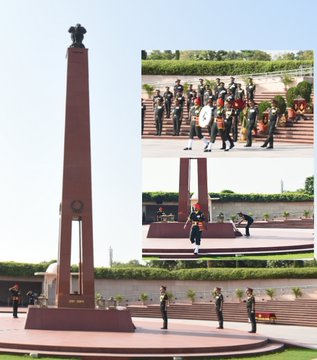 On 75th Raising Day of Terr. Army, Lt Gen G Joshi, AVSM, SM, DG TA, paid homage at NWM on 09 Oct 23