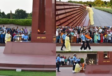 Mrs Bisti Hansda W/o Late Sep Badal Hansda, SC, 16BIHAR, paid homage at NWM on 19 Oct 23