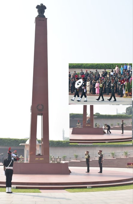 Lt Gen BS Raju, GOC-in-C, SWC, paid homage to Bravehearts of Indian Armed Forces at NWM on 25 Oct 23