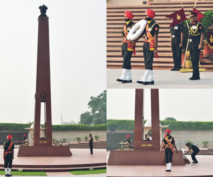 Lt Gen Sumer Ivan D Cunha, DG, Army Air Defence, paid homage to Bravehearts at NWM on 31 Oct 23
