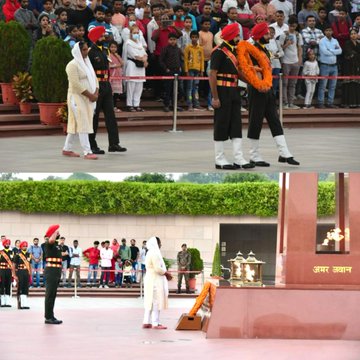Mrs Sangita Rani, w/o Sep Vrahma Pal Singh, KC (P), paid homage to Bravehearts at NWM on 12 Nov 23