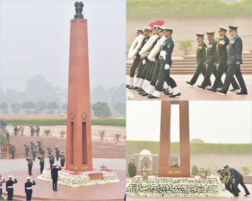 Celebrating Navy Day Gen Anil Chauhan, CDS and Service Chiefs paid homage at NWM on 02 Dec 23