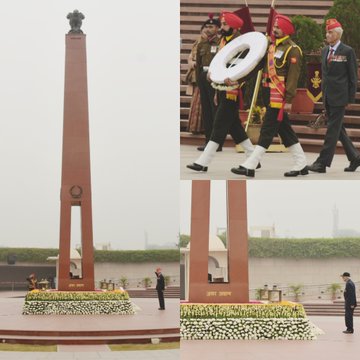 Brig BM Narang (Retd) and Flt Lt P Laul (Retd) paid homage to Bravehearts at NWM on 04 Jan 24