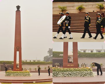 Vice Admiral Sanjay J Singh, AVSM, NM, Flag Officer C-in-C West, paid homage at NWM on 05 Jan 24