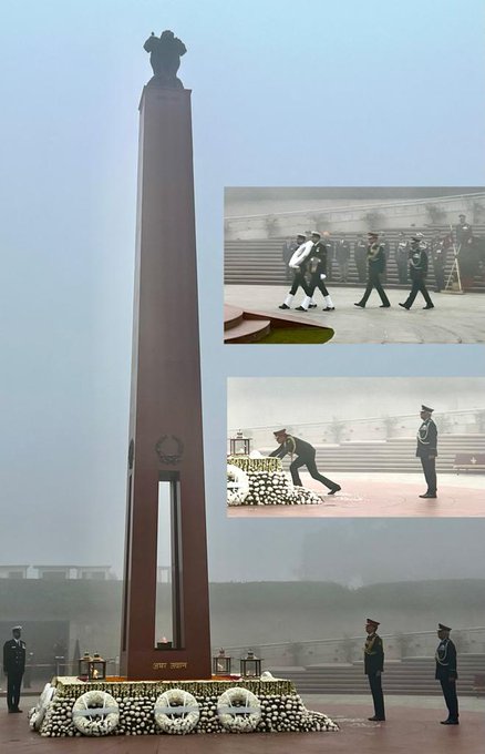 On 8th Veterans Day Lt Gen JP Mathew, CISC, Serv. Offi. and Veterans paid homage at NWM on 14 Jan 24