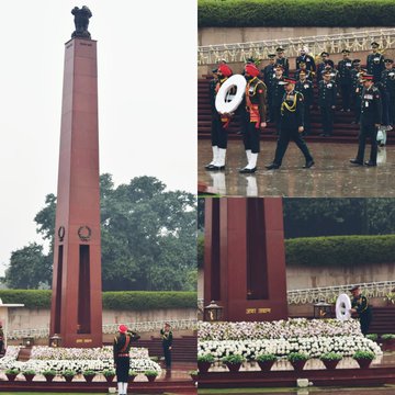 On assuming the appointment of DG DS Lt Gen Vineeth Sharma, VSM, paid homage at NWM on 01 Feb 24
