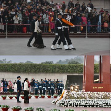 In a solemn NOK ceremony Mrs G Tejaswini w/o Wg Cdr Vikash Upadhyay paid homage at NWM on 02 Feb 24