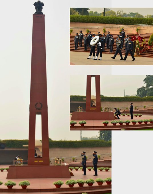 Air Vice Marshal R Sanjeev Kumar, VM, paid homage to Bravehearts at NWM on 20 Feb 24