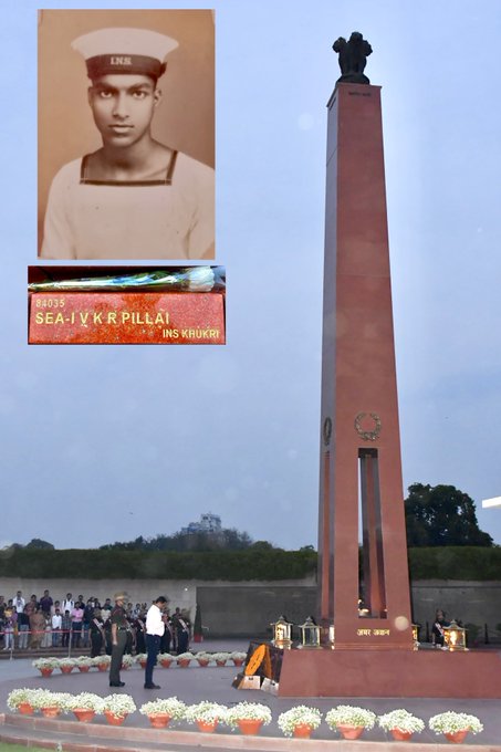 In a solemn NOK ceremony Ramesh Kumar, N/o VK Ramdevan Pillai, Sea-I paid homage at NWM on 01 Mar 24