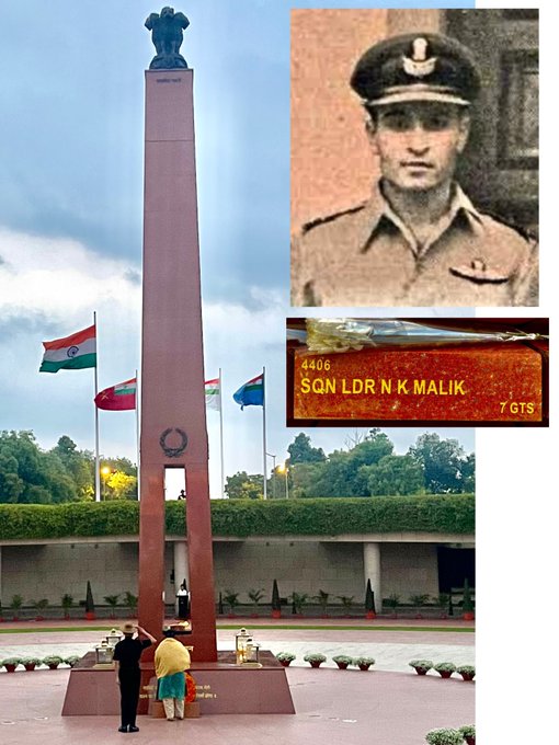 In NOK Ceremony Mrs Nirmla Malik, w/o Sqn Ldr NK Malik, paid homage at NWM on 02 Mar 24