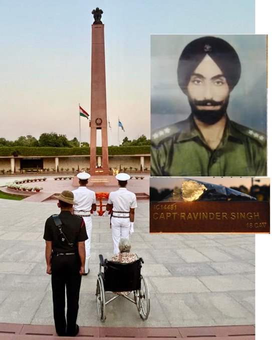 In a solemn NOK ceremony Mrs Harprakash s/o Capt Ravinder Singh paid homage at NWM on 02 Mar 24