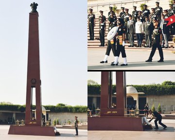 Lt Gen PS Shekhawat, AVSM, SM & Col of the Mech Inf Regt, paid homage at NWM on 02 Apr 24