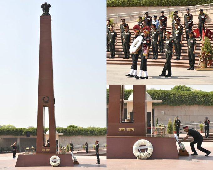 On 249th Army Ordnance Corps Day Maj Gen Deepak Ahuja, ADG OS (A) paid homage at NWM on 08 Apr 24