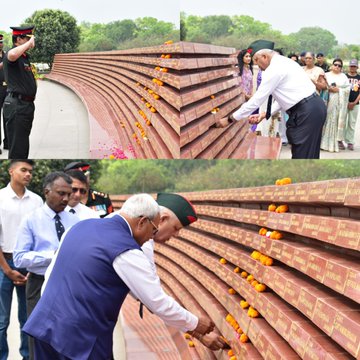 Lt Gen AK Samantara, DG Infantry paid floral tribute to the Bravehearts at NWM on 14 April 24