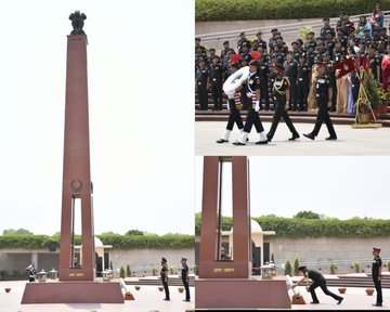 Lt Gen HS Kahlon, AVSM, SM, GOC MG&G Area, paid homage to Bravehearts at NWM on 23 Apr 24