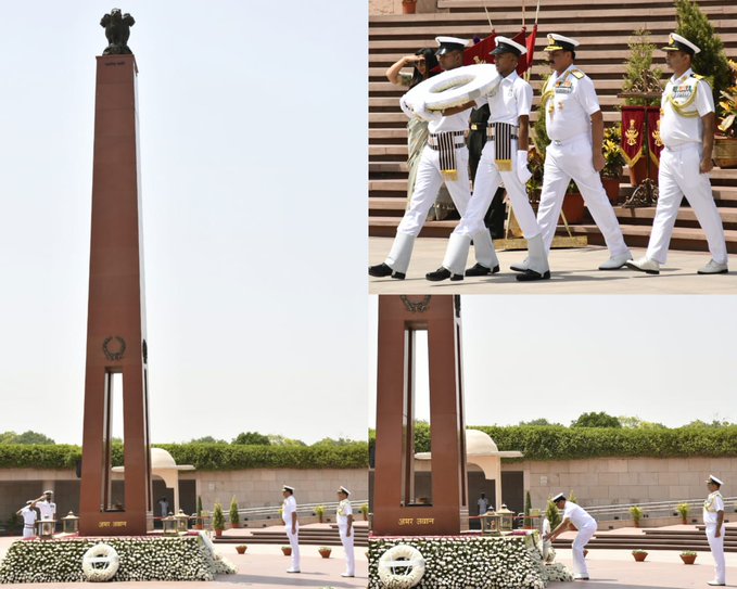 Admiral Dinesh K Tripathi, PVSM,AVSM,NM,CNS paid homage to Bravehearts at NWM 30 Apr 24