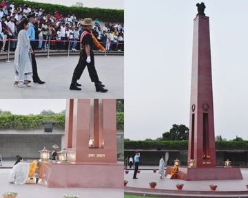 During NOK Ceremony Mrs Sharmila Pundir W/o Late Sqn Ldr R Pundir, VSM paid homage at NWM 02 May 24
