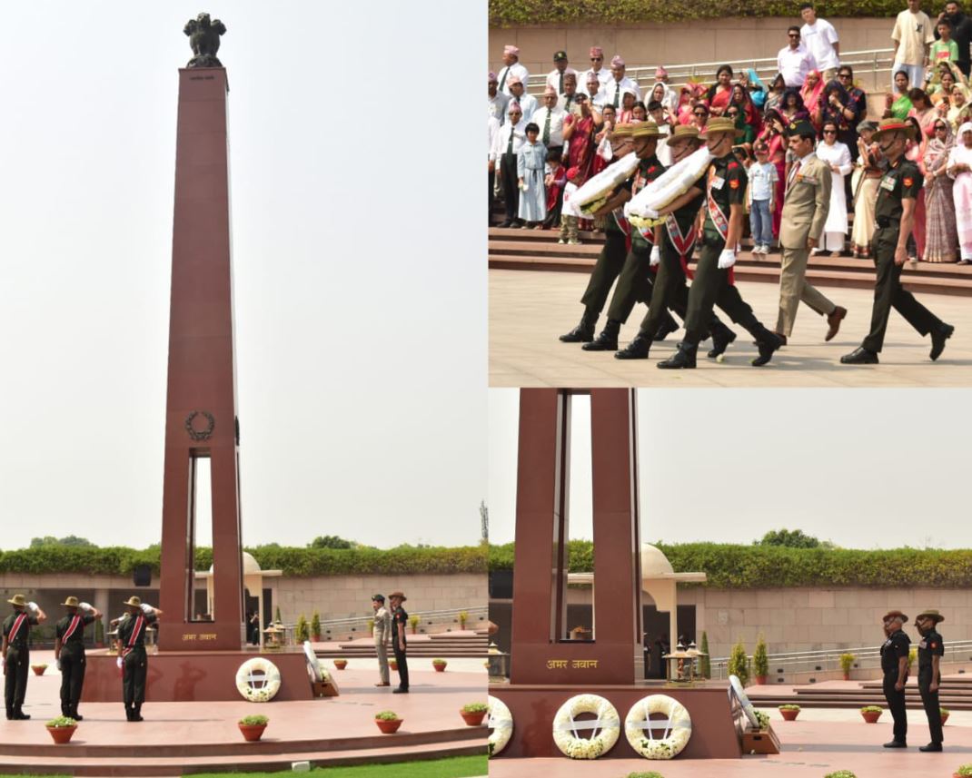 Gen DS Suhag, former COAS Maj Gen Vikram Sharma, Col of the Regt, paid homage at NWM on 22 May 24