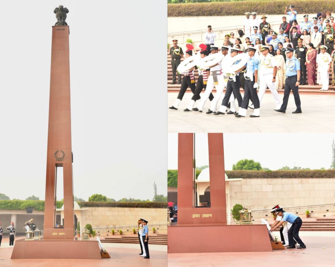 The Serving and Veteran officers from tri services paid homage at NWM on 19 Jul 24