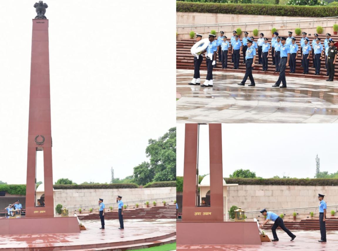 On superannuation AVM Man Singh Awana, AVSM, VSM, AOC, ADV HQ WAC, paid homage at NWM on 24 Jul 24
