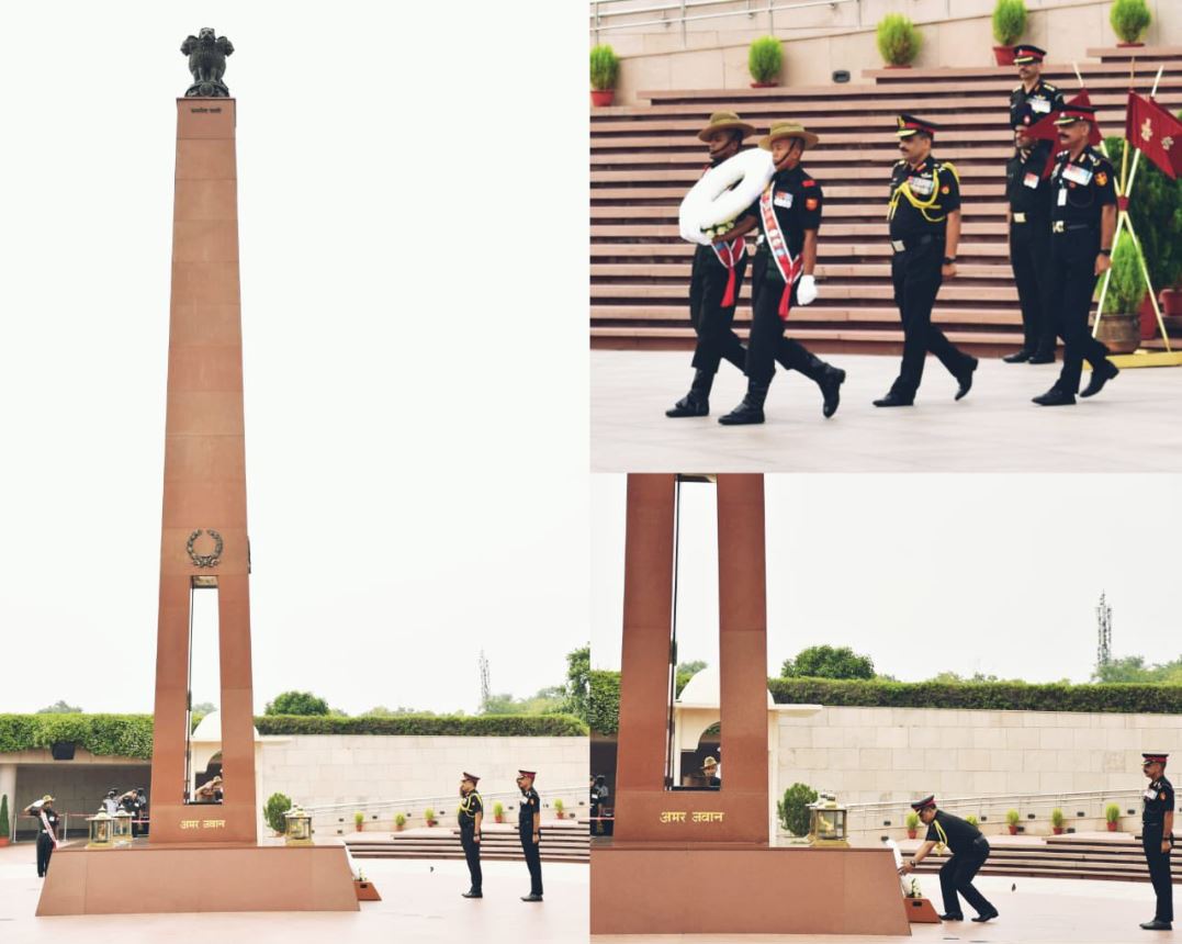 Being appointed as DG and Col Comdt, Army AAC, Lt Gen V Nambiar, SM paid homage at NWM on 02 Aug  24