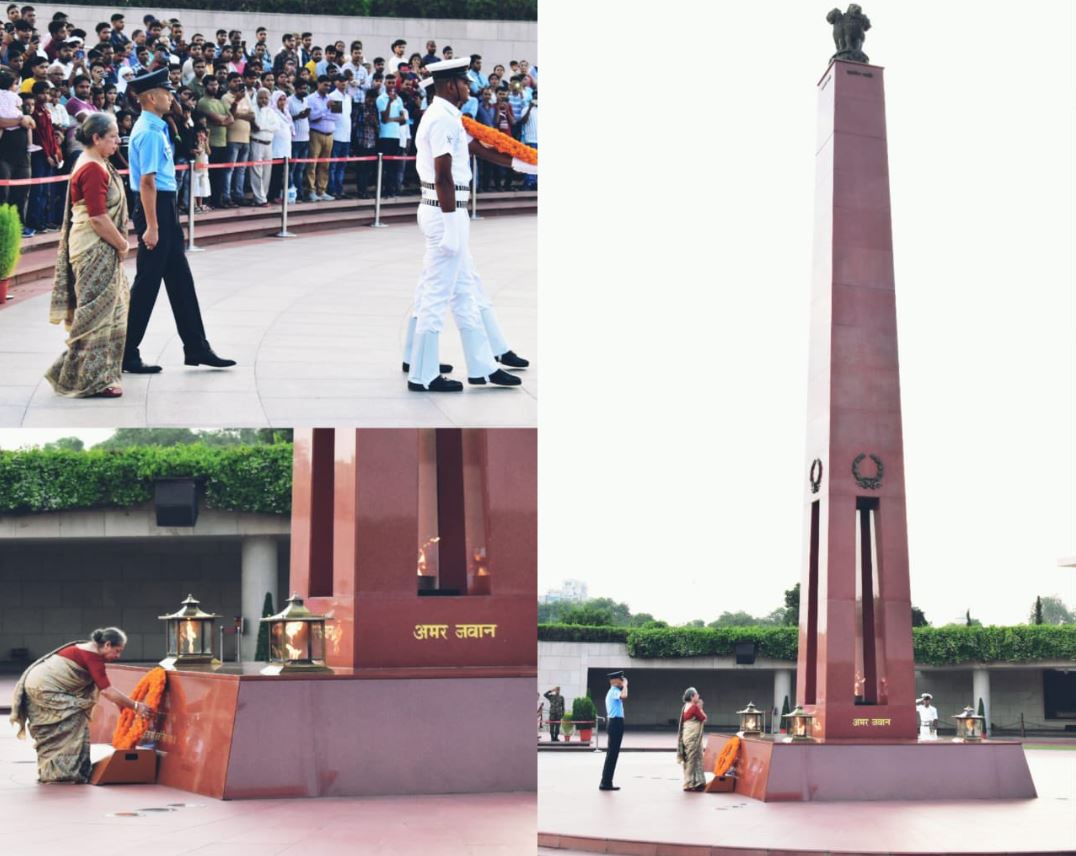 During the NOK Ceremony Mrs Poonam W/o Late Flt Lt SK Goswami, paid homage at NWM on 02 Aug 24