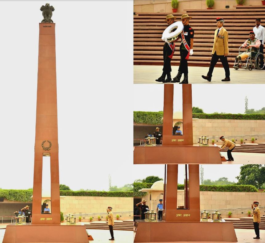 Col Girish Kumar Mediratta, SM (Retd) alongwith Nk Deepchand, a war veteran paid homage at NWM on 07