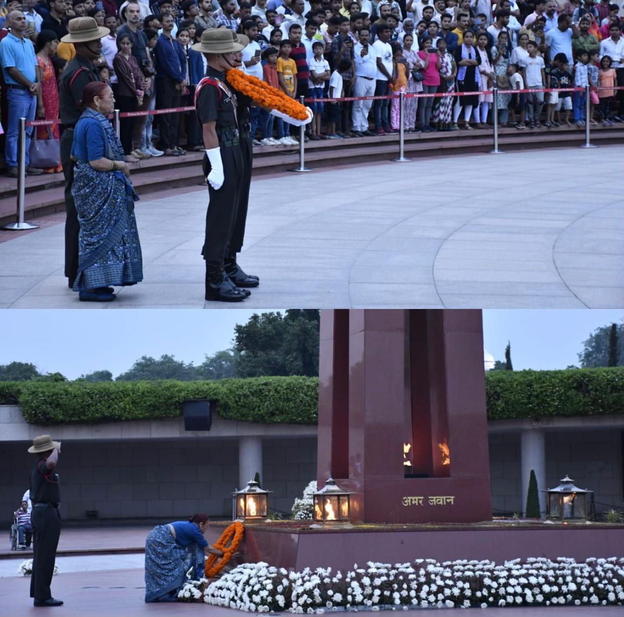In NOK ceremony Mrs Gomati Devi m/o Rfn SS Negi, paid homage to Bravehearts at NWM on 17 Aug 25