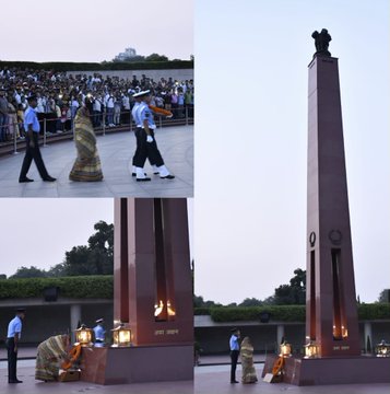 In NOK ceremony Mrs Sushma w/o Sep Sarvendra Kumar, paid homage to Bravehearts at NWM on 31 Aug 24
