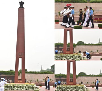 Gen Anil Chauhan, PVSM, UYSM, AVSM, SM, VSM, CDS, Service Chiefs, paid homage at NWM on 08 Oct 25