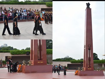 In NOK ceremony Sqn Ldr G Tejaswini w/o Wg Cdr Vikas Upadhyay,paid homage at NWM on 03 Sep 24