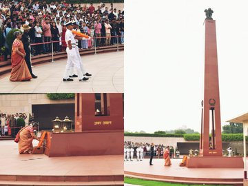 In NOK ceremony Mrs Suma Maj JS Pandian, SC, paid homage to Bravehearts at NWM on 07 Sep 24
