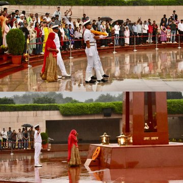 In a solemn NOK ceremony Mrs Mohar Kanwar w/o Hav Net Ram, 3 RAJPUT, paid homage at NWM on 12 Sep 24