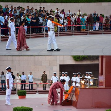 In NOK ceremony Ramandeep Kaur w/o LNk Nishan Singh, SM, 14 SIKH LI, paid homage at NWM on 15 Oct 25
