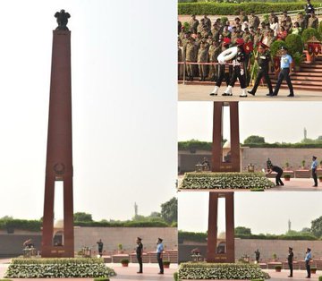 Maj Gen Vijay Kumar Sharma, SM, VSM, Member SSSDC, HQ Delhi Area paid homage at NWM on 17 Oct 25