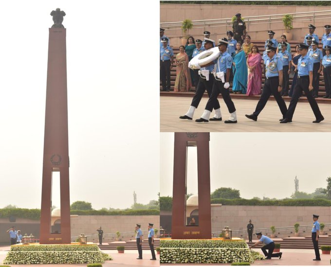 AVM Hilal Ahmed Rather, VM, VSM, Air Def Commander, HQ EAC, paid homage at NWM on 27 Oct 25