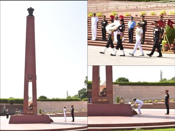 Surg V Adm Arti Sarin, AVSM, VSM, DG AFMS, paid homage to Bravehearts at NWM on 04 Oct 24