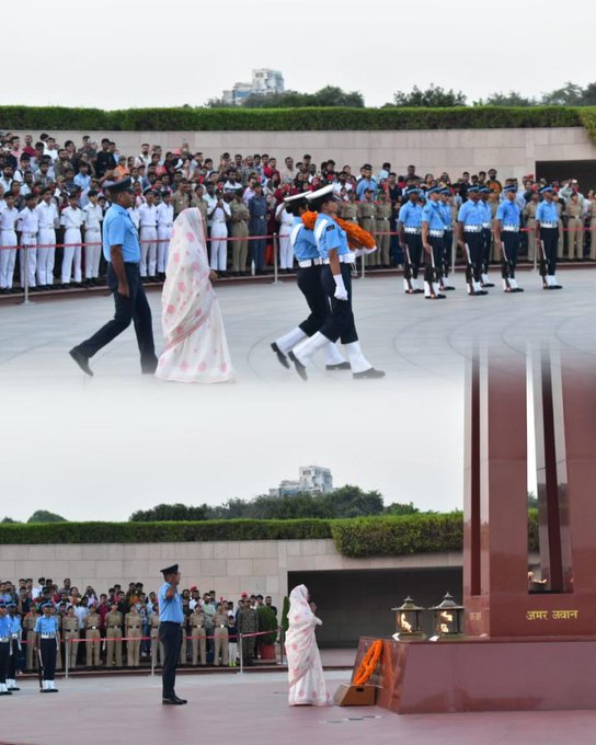 In NOK ceremony Mrs Suman w/o Nk Jitendra Singh, 5 PARA, paid homage at NWM on 06 Oct 24