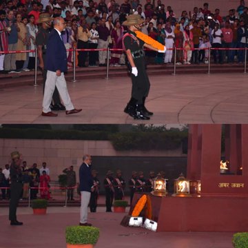 In a solemn NOK ceremony Mr Mr Anil Kumar Sharma f/o Lt BD Sharma paid homage at NWM on 30 Oct 25