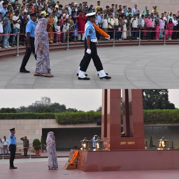 In a solemn NOK ceremony Mrs Suman w/o LNk Anil Kumar 17 RAJ RIF paid homage at NWM on 11 Oct 24