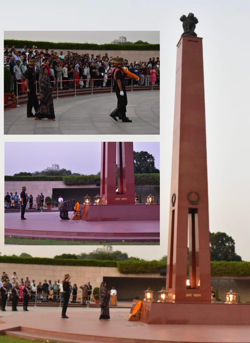 During the NOK Ceremony Mrs Puja Devi w/o Sep SK Yadav, 11 BIHAR paid homage at NWM on 19 Oct 24