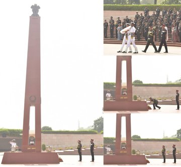 Lt Gen PK Chahal, AVSM, Comdt MINTSD, OIC Rec. & Col Comdt Int Corps paid homage at NWM on 22 Oct 24
