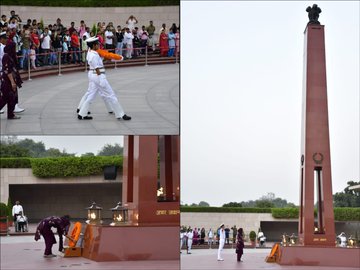 In NOK Ceremony Mrs Ravita w/o L Nk Raj Singh, SM, paid homage to Bravehearts at NWM on 04 Nov 24