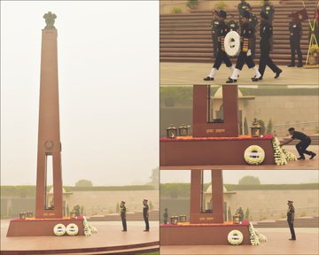 Lt Gen Arvind Walia, AVSM, EIC, Corps of Engrs, paid homage to Bravehearts at NWM on 18 Nov 24