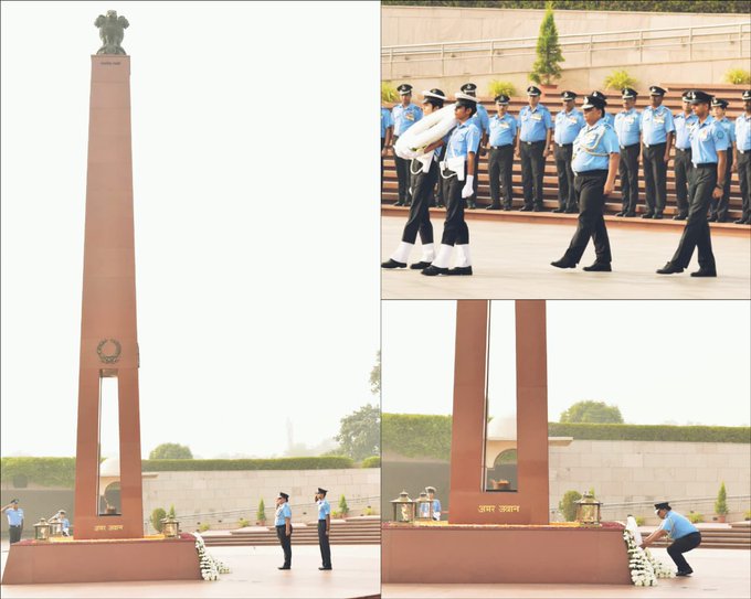 Air Vice Mshl Rajeev Sharma, VSM, ACAS, (Edn) paid homage to Bravehearts at NWM on 21 Nov 24