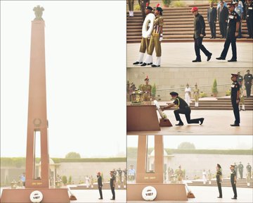 Sh R J Singh, Defence Secretary, & Lt Gen G Singh, DG, NCC, paid homage at NWM on 23 Nov 24